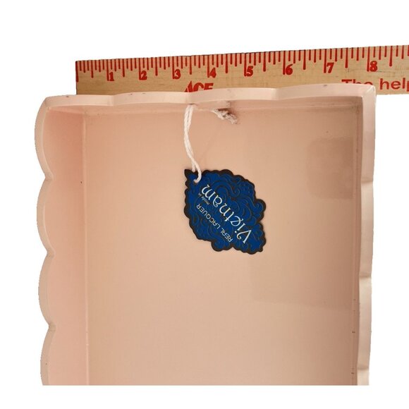 Blush Pink Vanity Tray Scalloped Edge 12"L x 8"W Makeup Organizer Dresser Pretty - Picture 4 of 11